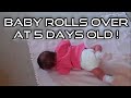 👶 Baby Fara Rolls over to her back at 5 days old!