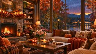 Cozy Mountain Lake Retreat ☕ Soft Jazz Piano, Autumn Rain & Crackling Fireplace for Study & Relax screenshot 5