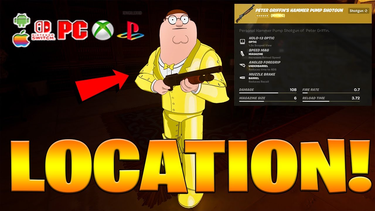 Where to find Peter Griffin's Hammer Pump Shotgun Location in Fortnite