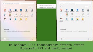 Windows 11's transparency effects and Minecraft performance