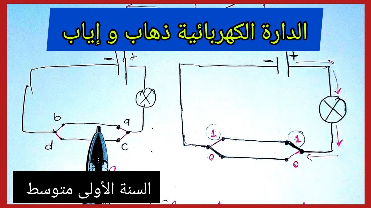 الدارة الكهربائية ذهاب و إياب (قاطعة ذهاب و إياب) السنة الأولى متوسط شرح مبسط