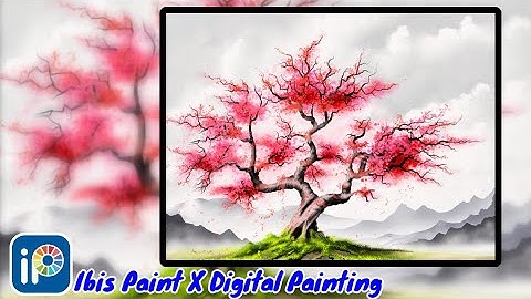 Ibis Paint X Tutorial Landscape, Digital Art Tutorial Landscape, Cherry Blossom Tree,DigitalPainting
