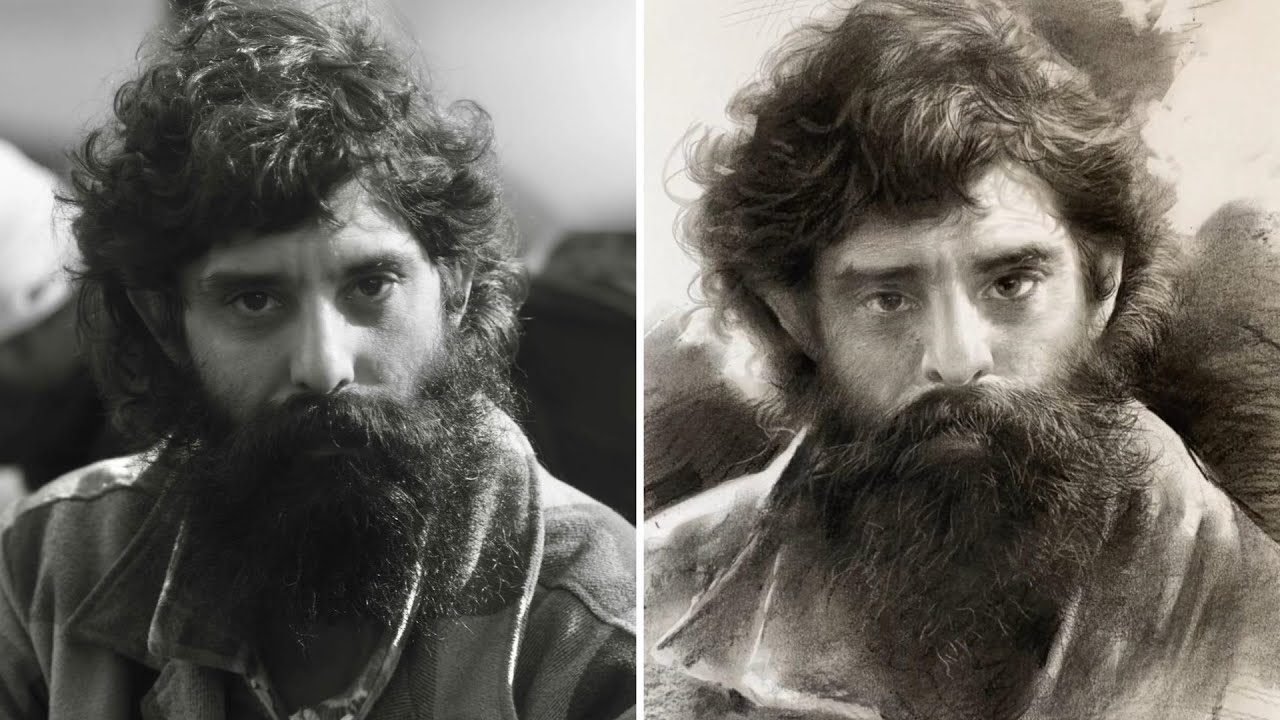 Drawing A Portrait of A Man with Beard Step by Step ∥ Sketch Drawing ...