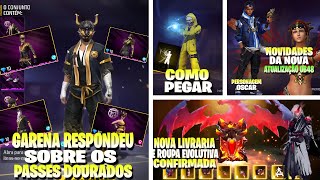 NOVIDADES DA NOVA ATUALIZAÇÃO FREE FIRE OB48! NOVA LIVRARIA E ROUPA EVO, PERSONAGEM OSCAR E MAIS!!