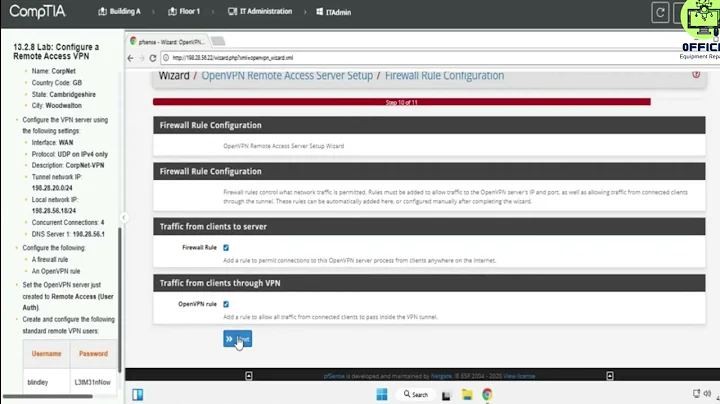 Testout Network+ 13.2.8 Lab Configure a Remote Access VPN