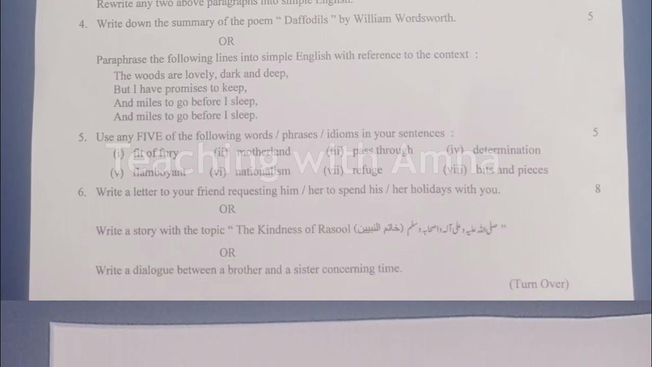 9th Class ENG 2nd Group Question Paper 2023 Class 9th English Paper