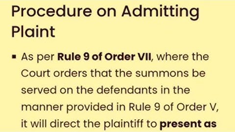 Procedure on admitting Plaint in Court| Order 7 Rule 9-12 of Civil Procedure Code