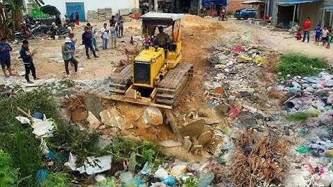 Amazing New Project! Filling Land, Garbage Dump & Clear and Delete Trash​ Into Pond​ By Skills Dozer