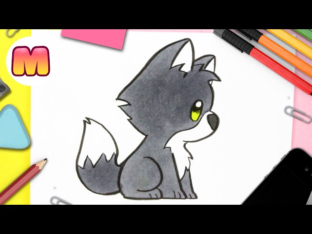 COMO DIBUJAR UN LOBO KAWAII - Dibujos kawaii faciles - aprender a dibujar  animales kawaii - YouTube