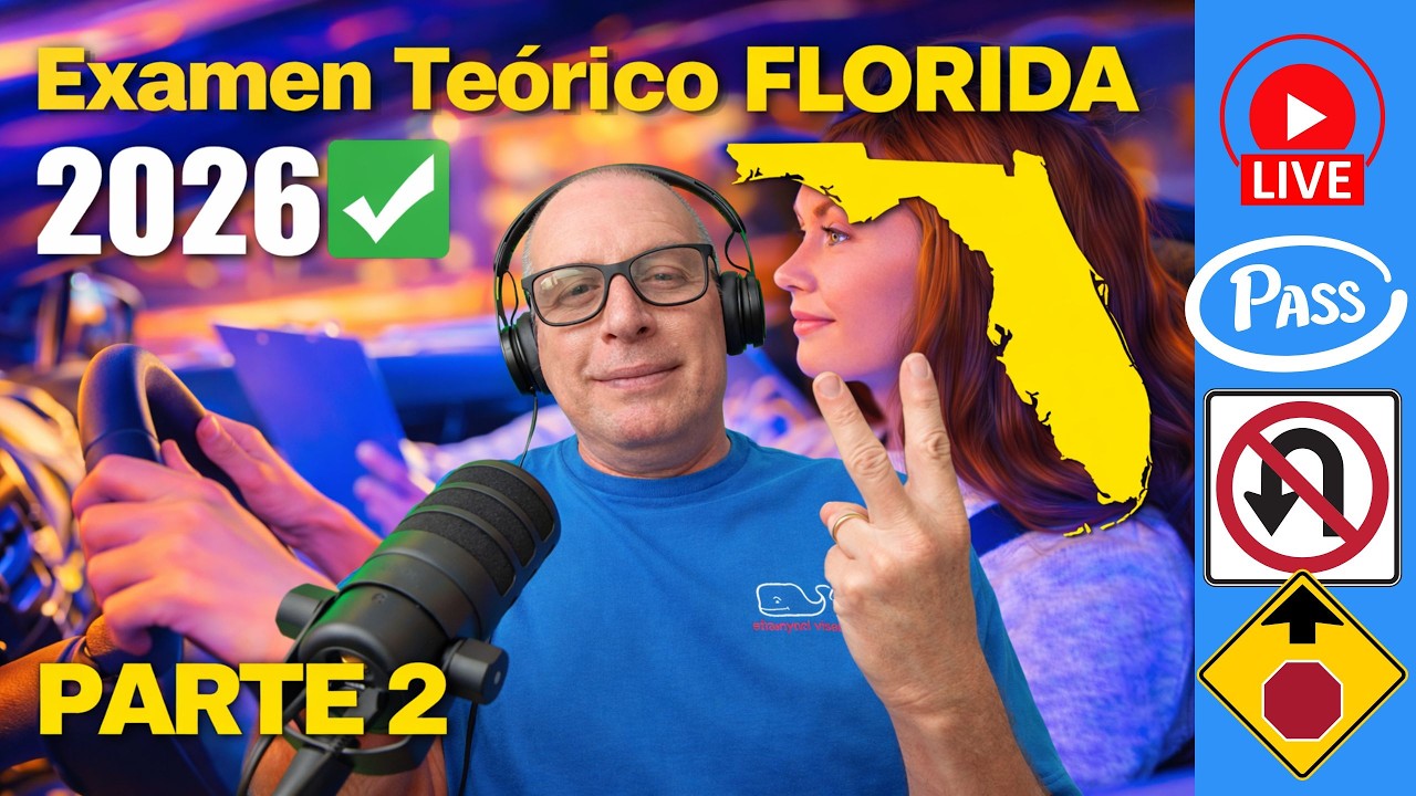 Examen Teórico de Conducir Florida 2026 | Preguntas Reales - Parte 2