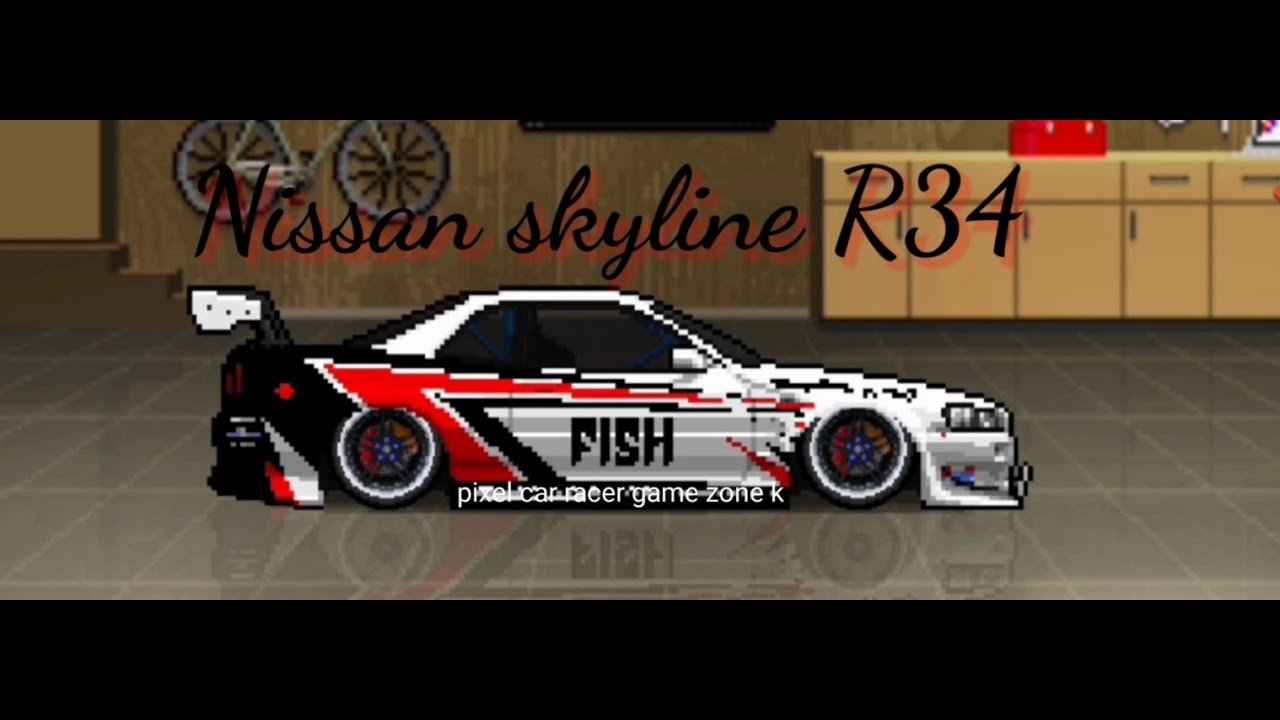 Pixel Car Racer R34 Gtr Nissan skyline R34 - pixel car racer game. - YouTube