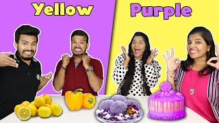 Yellow Vs Purple Food Eating Challenge | Yellow Vs Purple Food Eating Competition | Hungry Birds