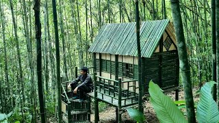 Craft construction- Bamboo house in the forest- cook, sleep overnight.