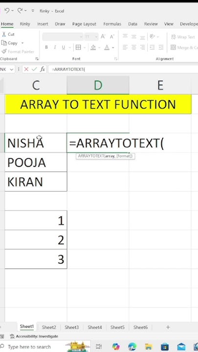 ARRAYTOTEXT FUNCTION in Excel #kartikcomputercentre #excel # ...