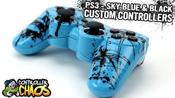 PS3 - Sky Blue w/ Black Splatter - Custom Controller - Controller Chaos