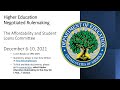 Affordability and Student Loans Committee Meeting PM Session December 7, 2021