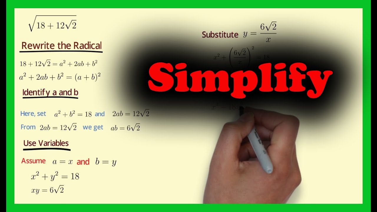 Simplify the complex radical √(18+12√2) - YouTube