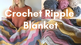 Easy Crochet Ripple Blanket Tutorial
