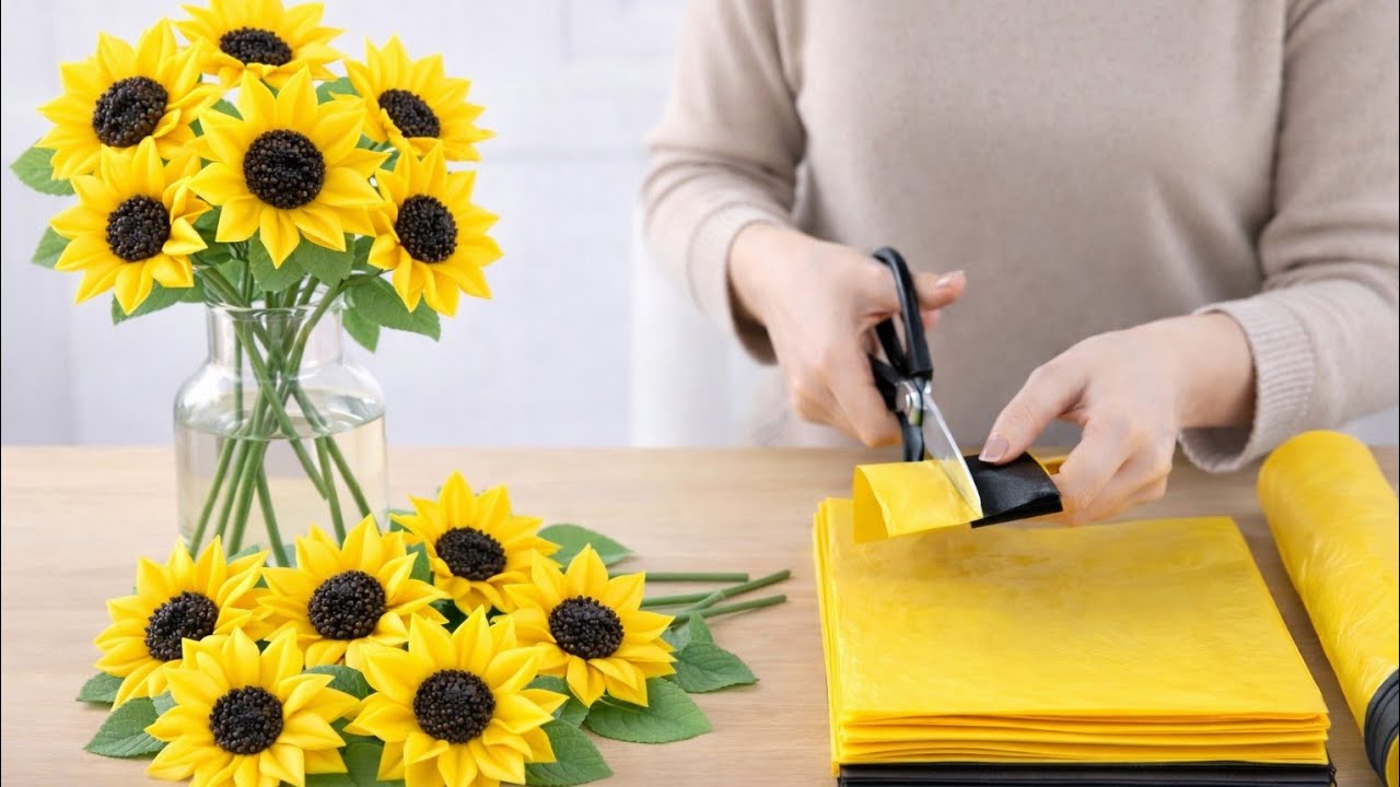 पॉलीथिन और प्लास्टिक बोतल से गुलदस्ता बनाने का तरीका/आसान पॉली गुलदस्ता तरीका/ shopping bags craft 