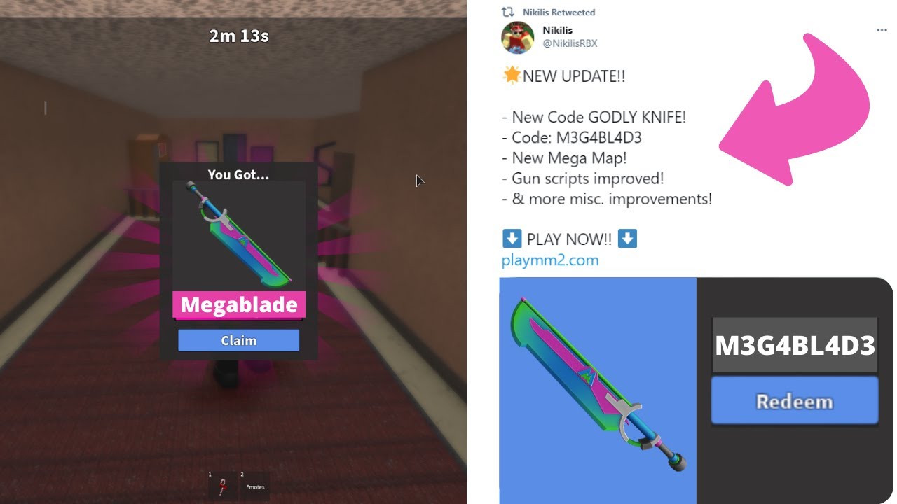 REDEEMING NEW *GODLY* MEGABLADE CODE IN ROBLOX MM2 UPDATE 2021! NEW