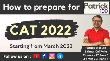 How to prepare for CAT 2022 if starting from March 2022? | Patrick Dsouza | 6 times CAT 100%iler