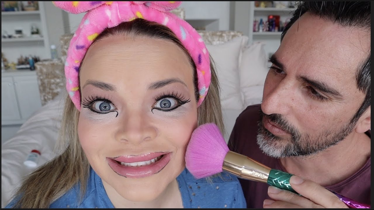 HUSBAND DOES MY MAKEUP!