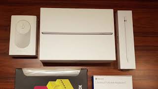 iPad 9.7 set with Antbox case Microsoft Keyboard and other gadgets