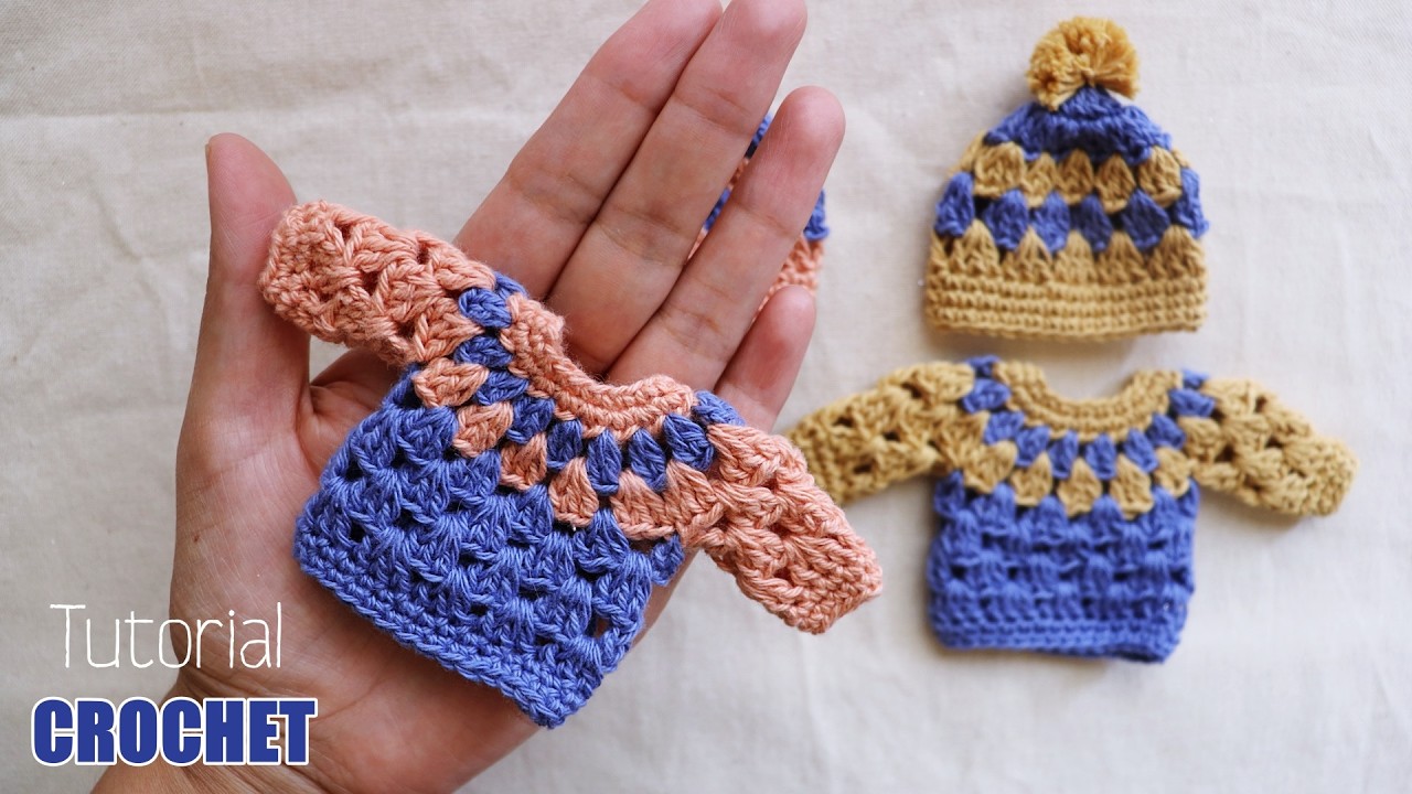 Mini sueter, saquito, jersey crochet-ganchillo. Souvenirs, LLavero. Tutorial tejido paso a paso.