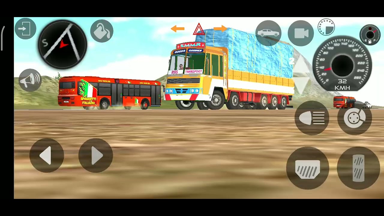 Bus and truk  . fight 