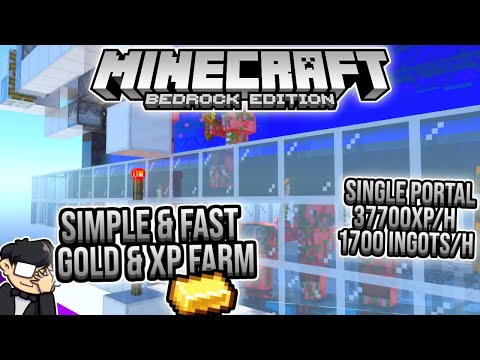 37,700XP/h Simple Gold Farm Minecraft Bedrock Tutorial 1.18