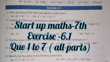start up mathematics class 7 ch-6 solution exercise 6.1 |viva education ex6.1 | algebraic expression