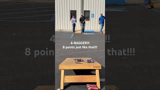 #Cornhole 4-Bagger!!! 8 points just like that!!! 💰💰💰💰