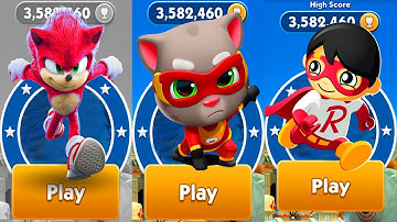 Talking Tom Hero Dash vs Sonic Dash vs Tag with Ryan Android Gameplay