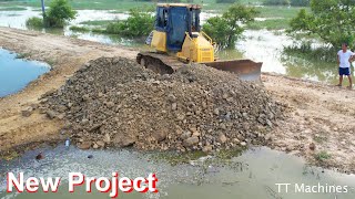 : Great Job Only 1Day Starting & Successfully 100% Completed DR51PX Bulldozer Pushing Stone Into Water