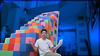 BUILDING A FOAM PIT STAIRCASE!! (ATTEMPTING TO CLIMB UP)