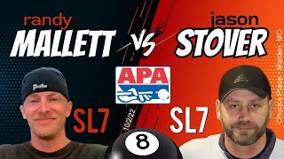 APA 8-Ball Match | Randy Mallett (SL7) vs Jason Stover (SL7)