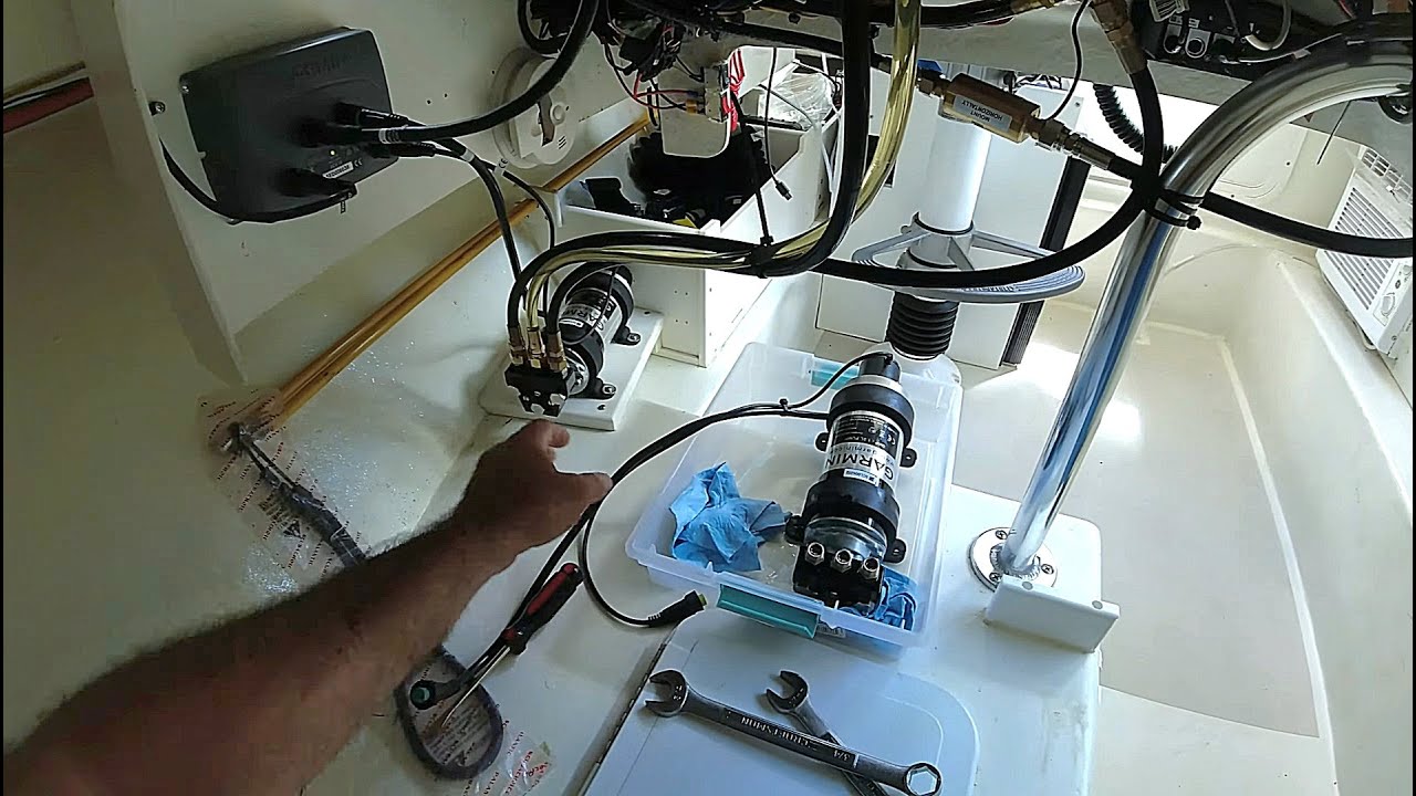 Replacing A Leaking Garmin 1 2 Liter Hydraulic Autopilot Pump On The replacing-a-leaking-garmin-1-2-liter-hydraulic-autopilot-pump-on-the