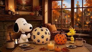Painting Pumpkins with Snoopy & Woodstock 🎃🍂 | Jazz Music & Cozy Fall Ambience