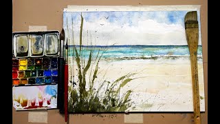 OCEAN & BEACH Watercolor Painting Tutorial - with Chris Petri