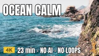 REAL Ocean Waves Hit Rocks | 4K Mediterranean Sea Sounds – No AI, No Loops, No Music.