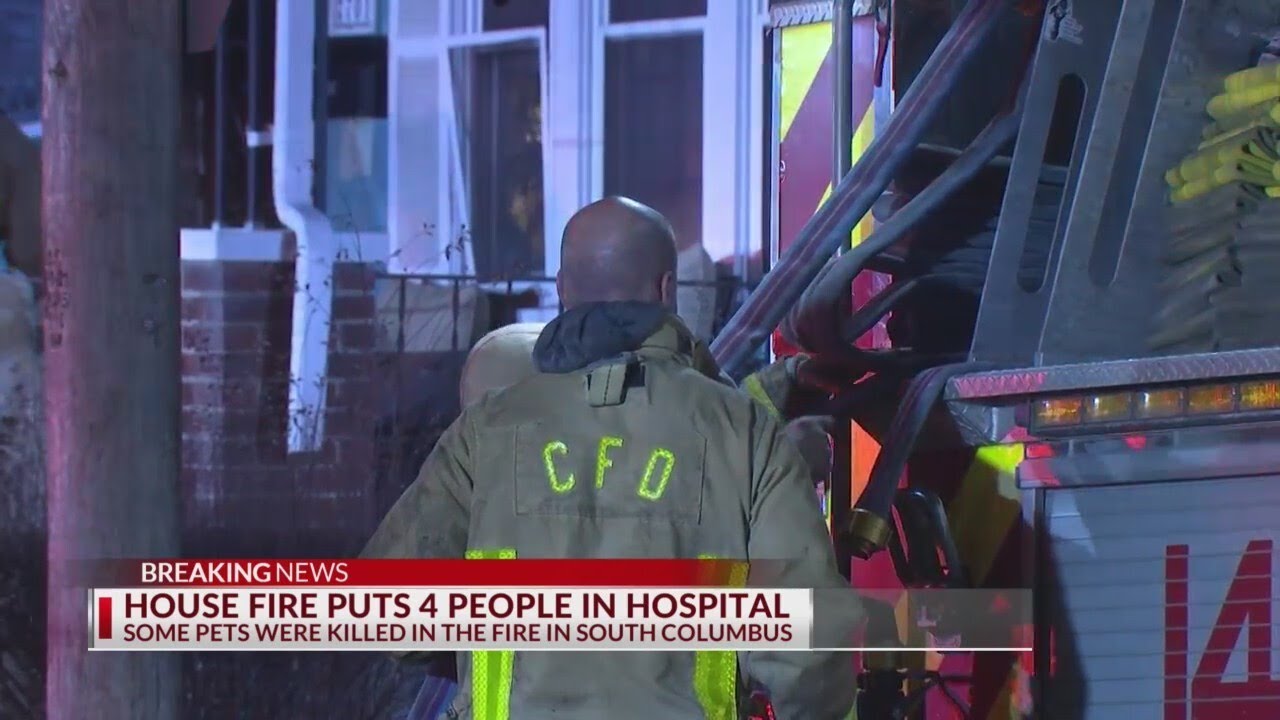 Four taken to hospitals after house fire in Columbus Ohio - YouTube