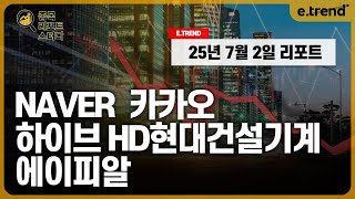 [종목 리포트 스터디] 네이버 / NAVER / 카카오 / 하이브 / HD현대건설기계 / 에이피알 / APR