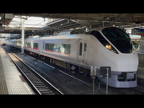 E657系ｶﾂK15編成が特急ひたち8号品川行きとして上野駅9番線を発車するシーン（8M）2022.11.22