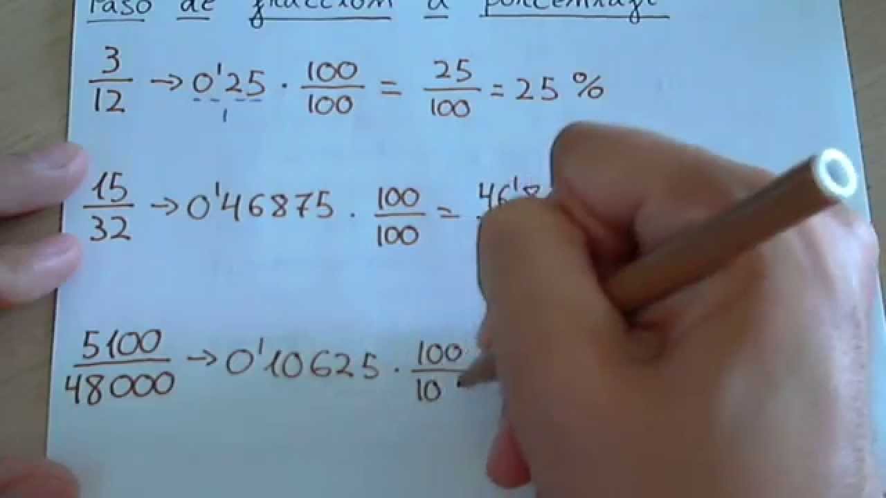Paso de fracción a porcentaje YouTube