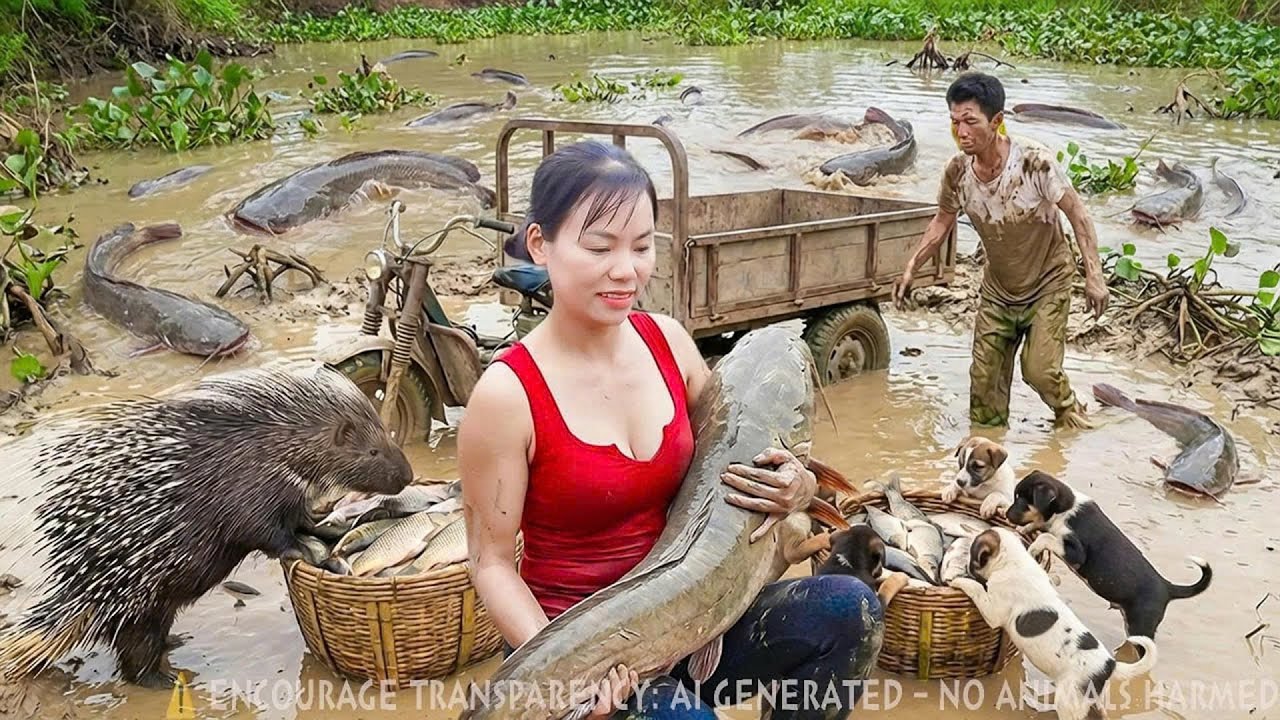 REWIND TIMELAPSE: Harvest 1000+ Giant Fish - Use 3-Wheeled Truck Transport go Country Market to Sell