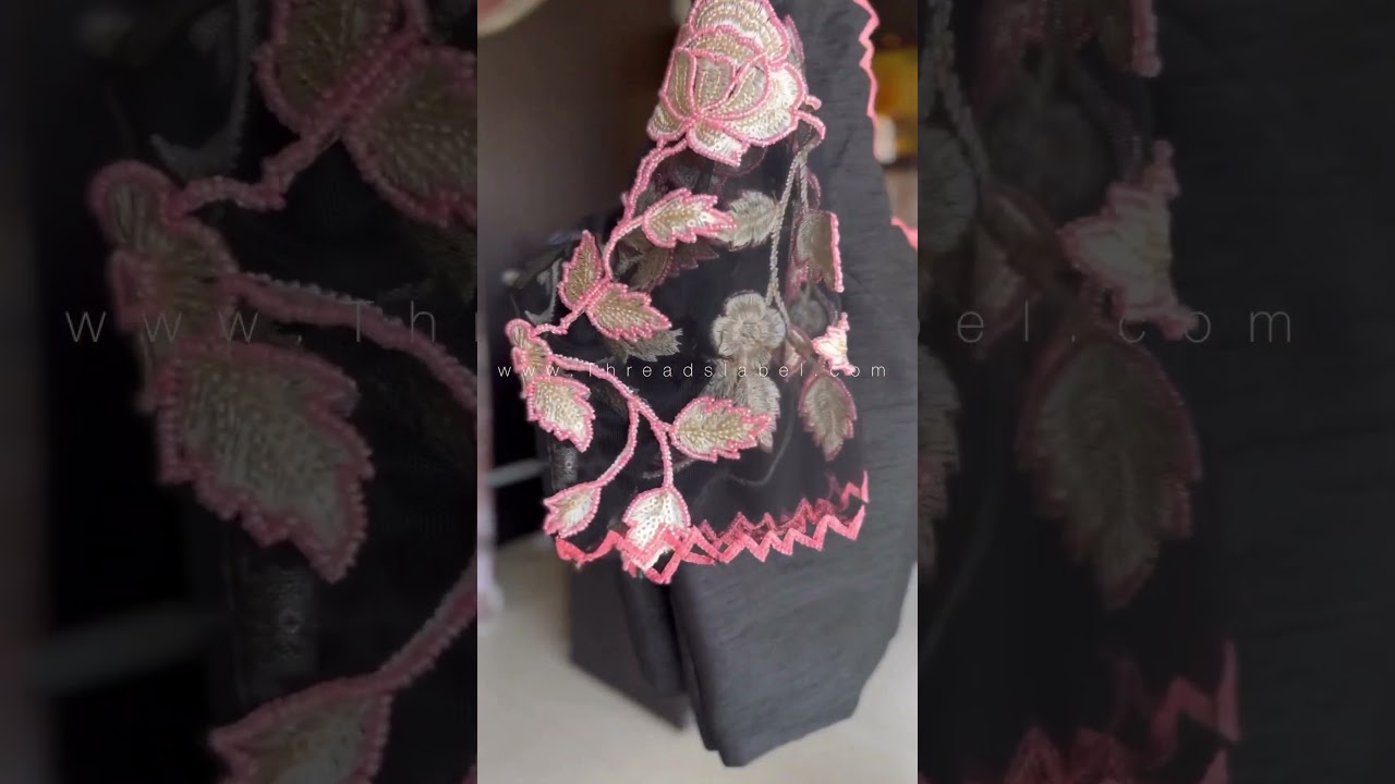 Threads peach georgette saree with hand worked blouse