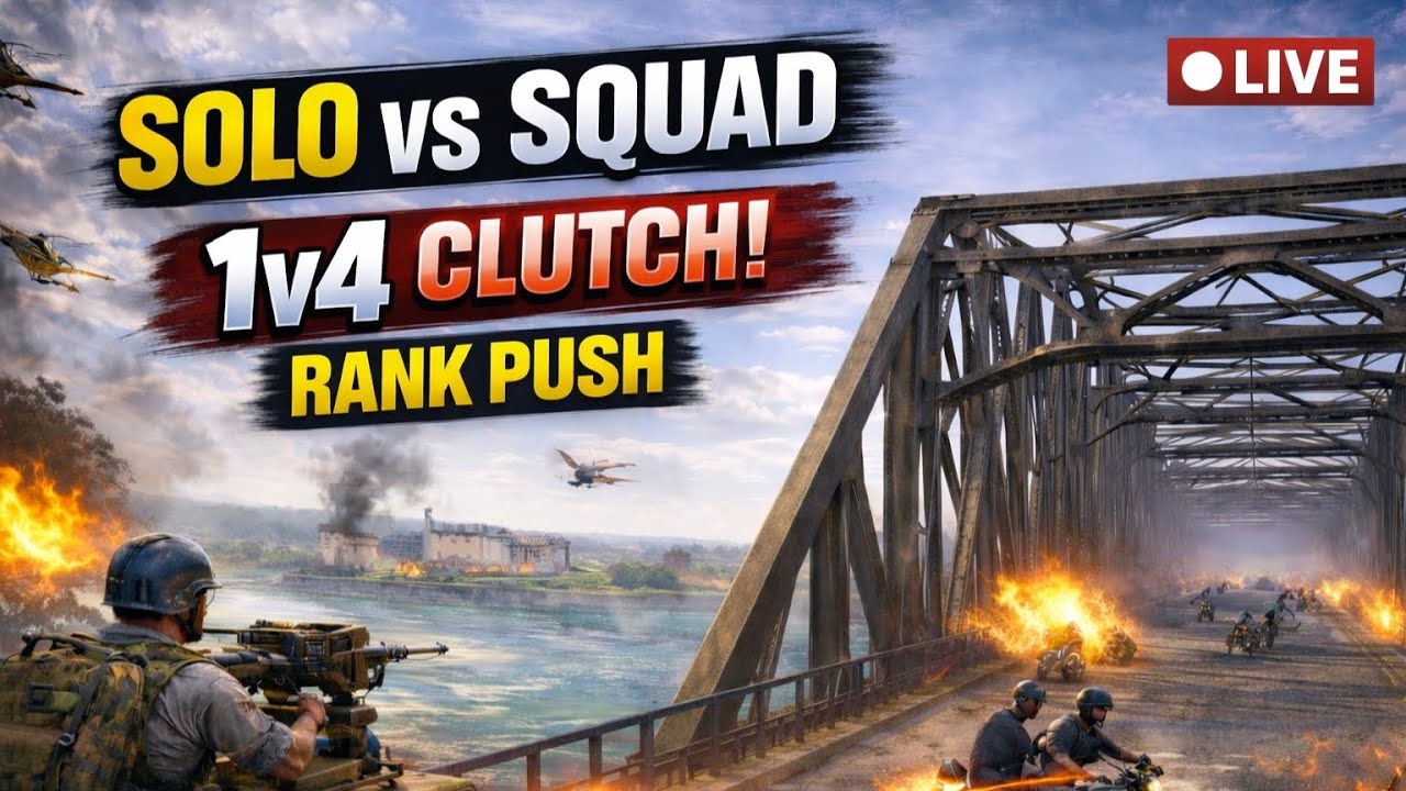 🔴 BGMI Live Hindi | Solo vs Squad | 1v4 Clutch 😱 | Full Rush Gameplay ...