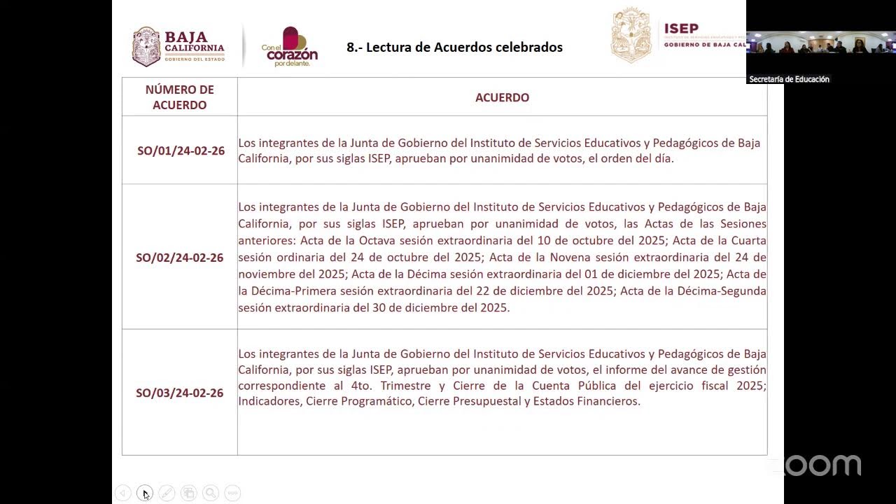 1ra Sesión Ordinaria ISEP 2026