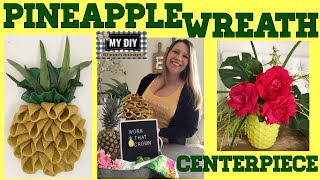 Pineapple Wreath Swedish Braid Burlap | Pineapple Centerpiece Dollar Tree DIY | SO INEXPENSIVE!