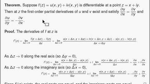 The Cauchy-Riemann Equations: a proof